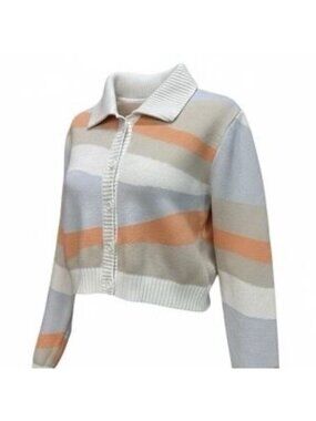 Hollister Button-Up Knit Cardigan Sweater With Collared Neckline - Cropped Fit M